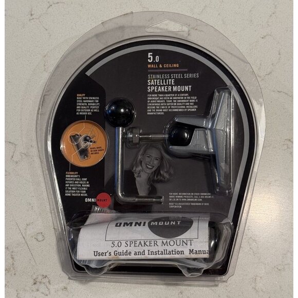 OmniMount 5.0 Wall & Ceiling Stainless Steel Series Satellite Speaker Mount NEW - Picture 2 of 5